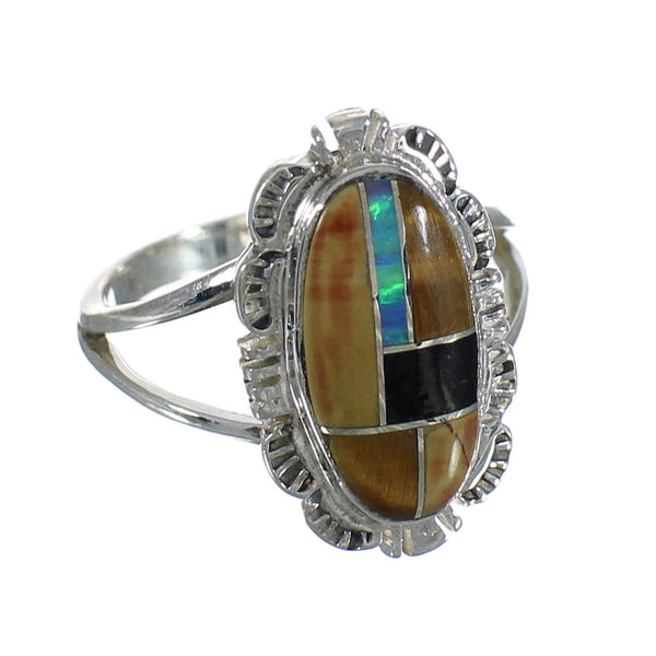 Multicolor Genuine Sterling Silver Jewelry Southwest Ring Size 5-3/4 VX61990